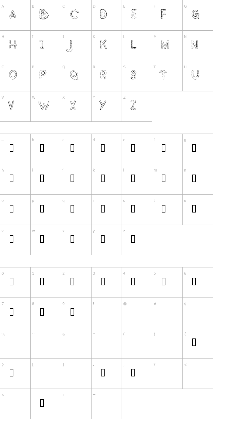 Character Map Occidental Mapped Font