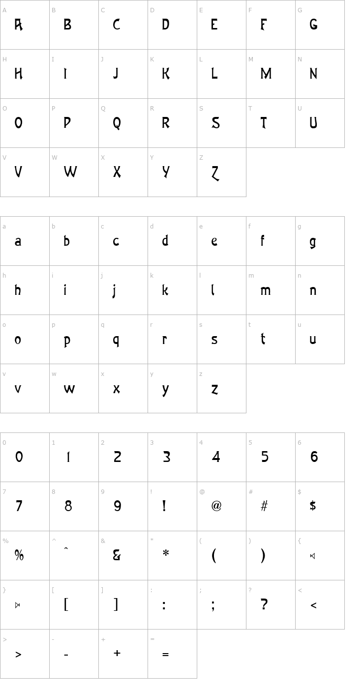 Character Map Oceana Normal Font