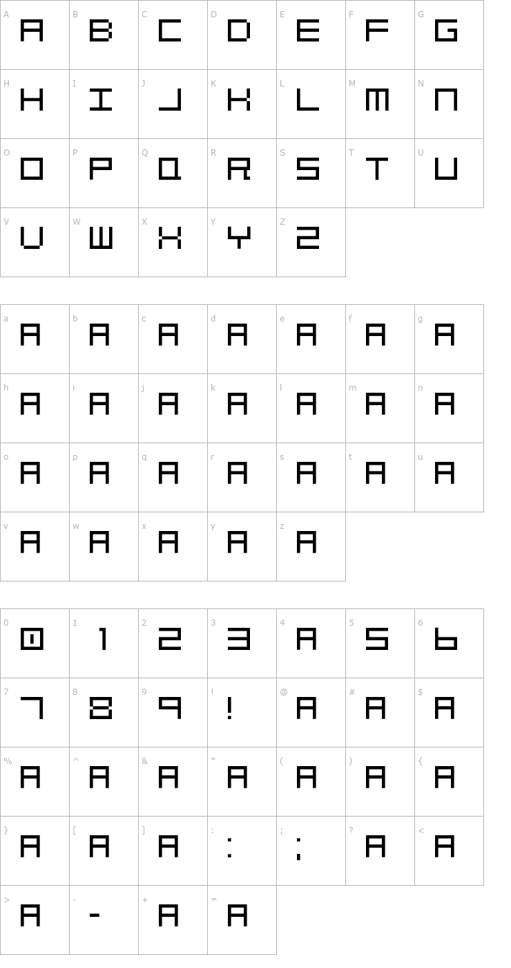 Character Map ocr-deca Font