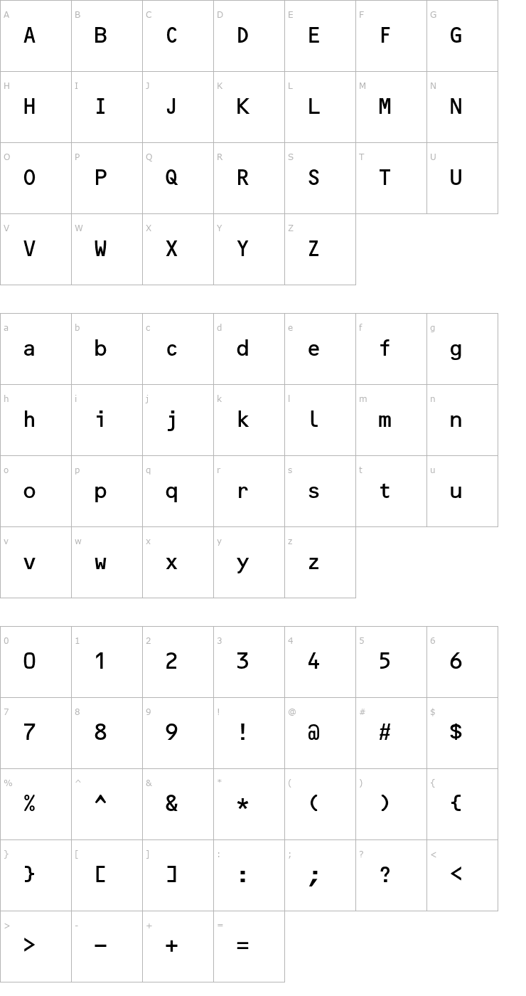 Character Map OCRB OTF Font