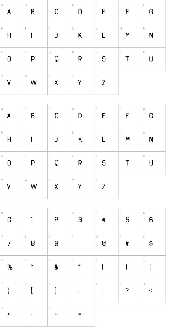 Character Map Octin Spraypaint Free Font