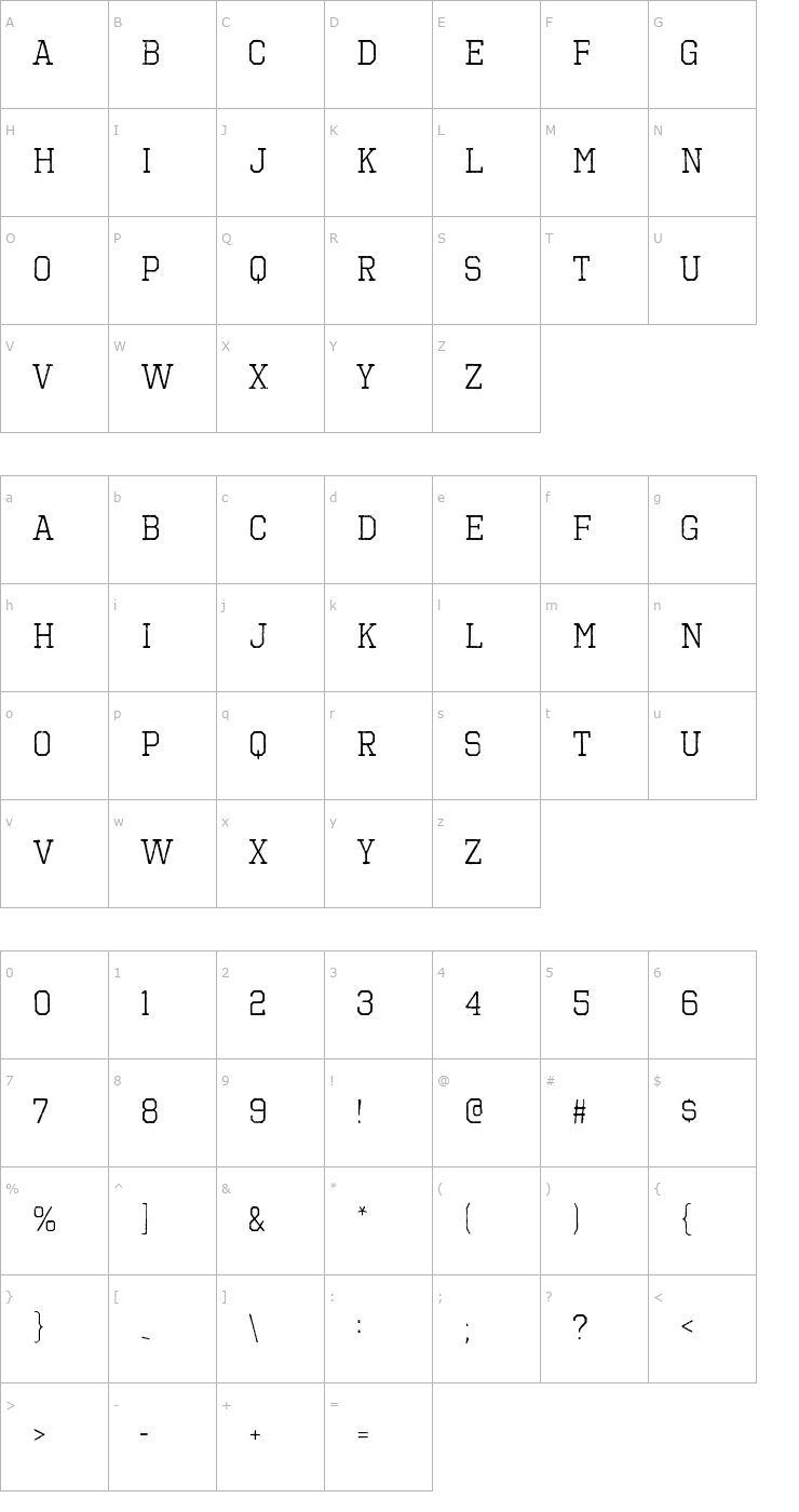 Character Map Octin Vintage Free Font