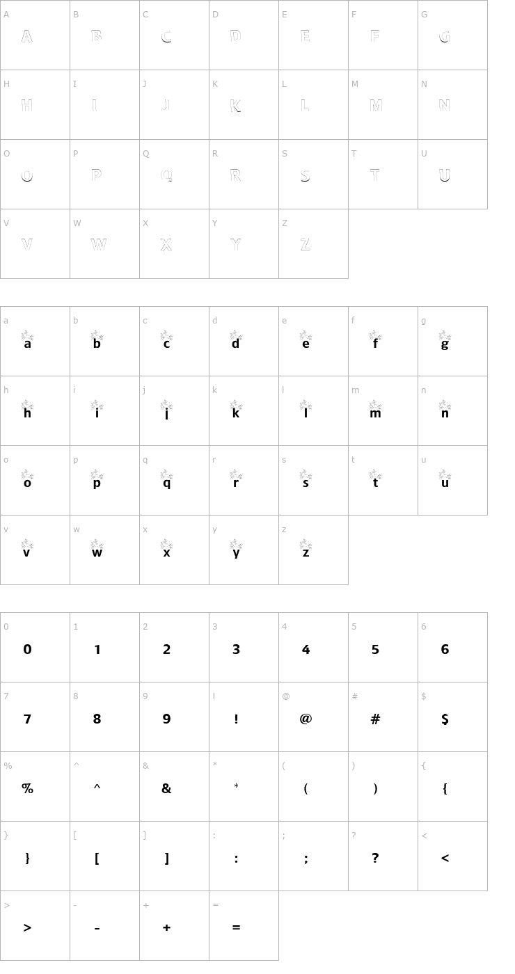 Character Map OctopusCapitalLessHollow Font