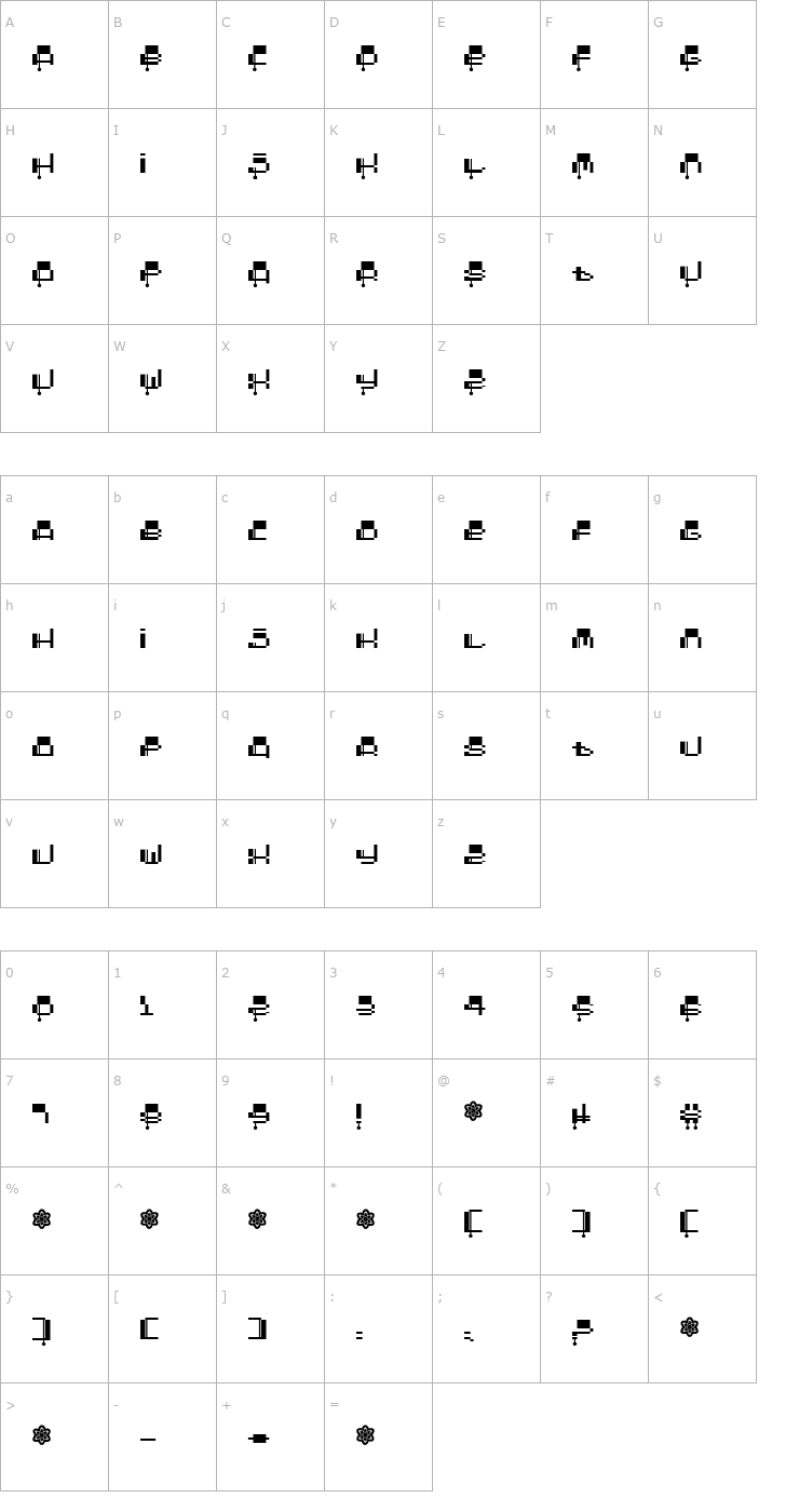Character Map Oddessey 2000 Font