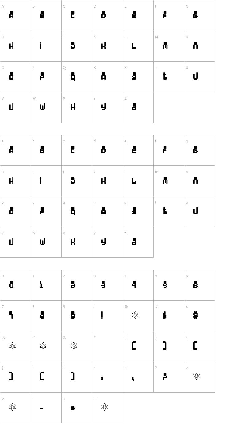 Character Map Oddessey 4000 Font