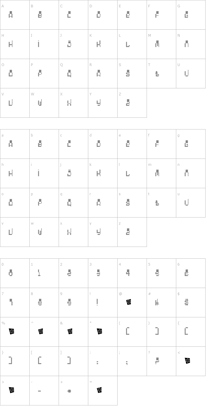 Character Map Oddessey 5000 Font