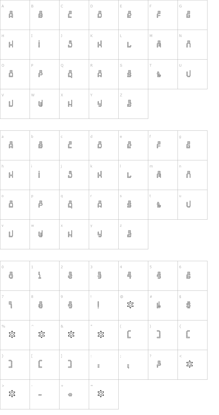 Character Map Oddessey 6000 Font