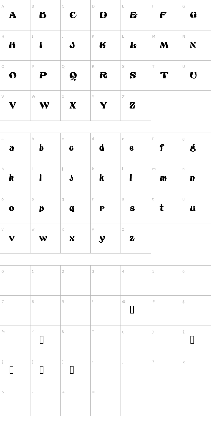Character Map Odeon Demo Font
