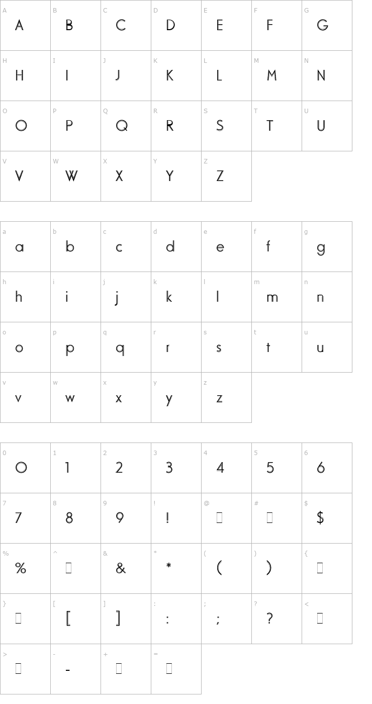 Character Map Odessa LET Font