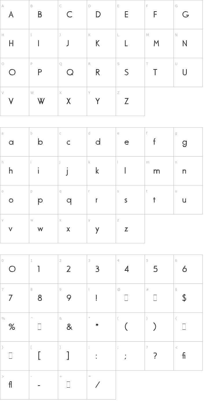 Character Map Odessa LET Plain1.0 Font
