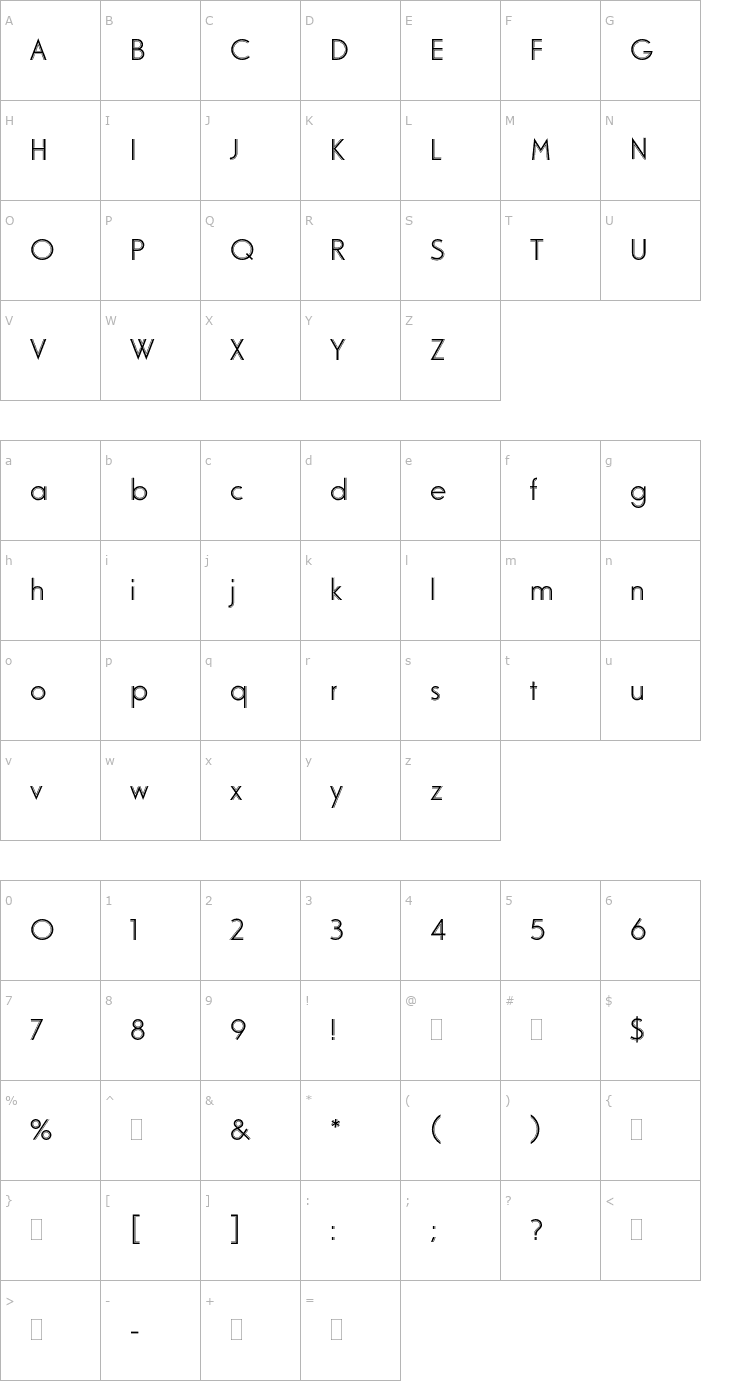 Character Map OdessaPlain Font
