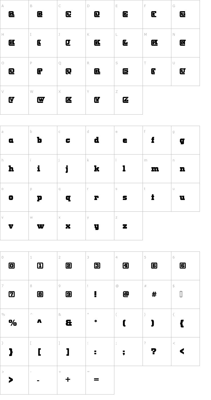 Character Map Odin_Becker_Initials Font