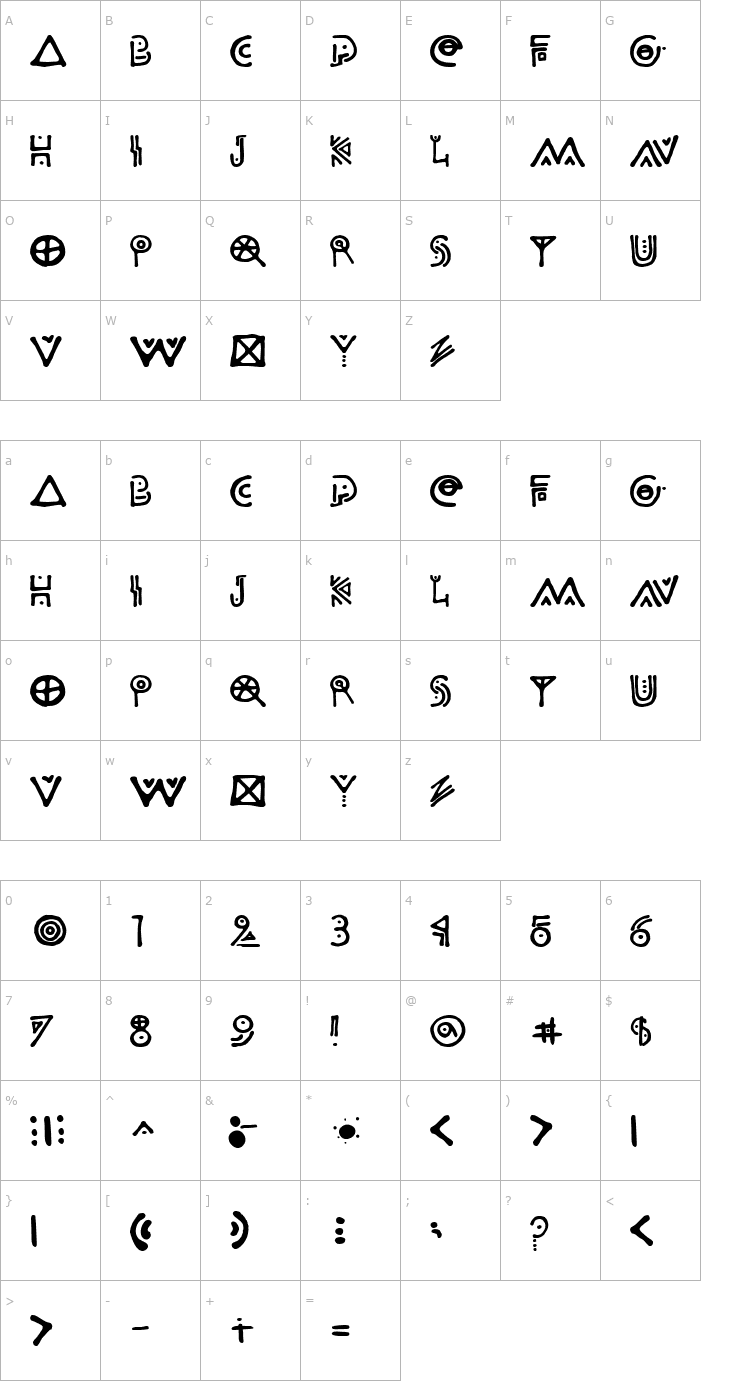 Character Map Odisea Astral Font