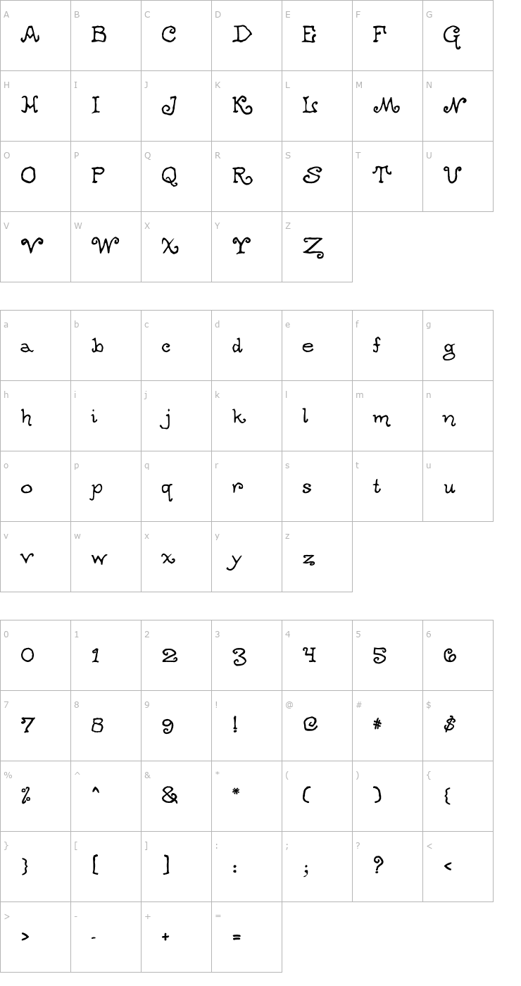 Character Map OgdredWeary Font