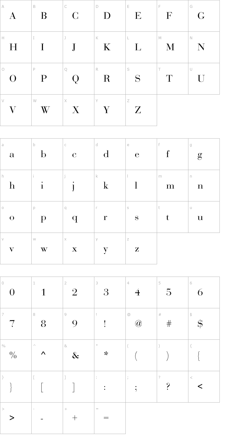 Character Map Ogilvy Font