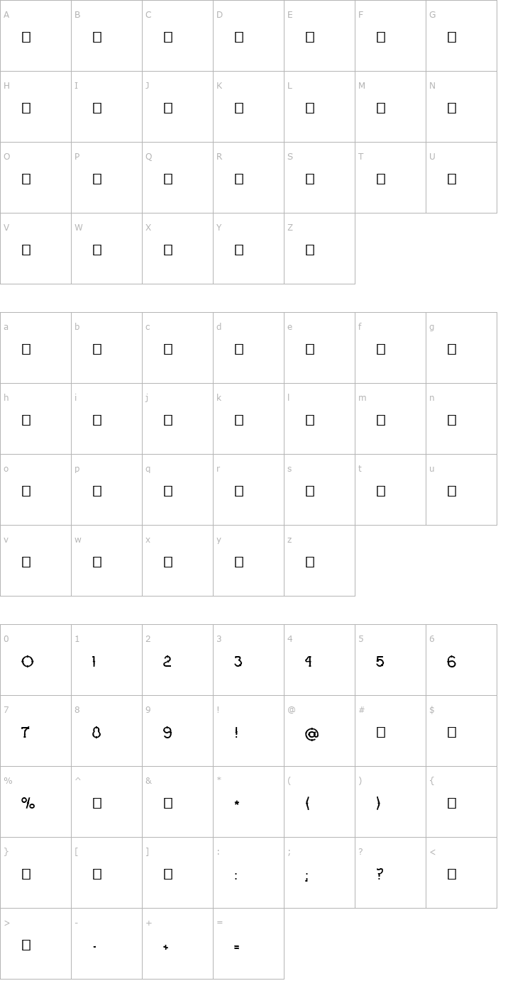 Character Map Ograda Normal Font