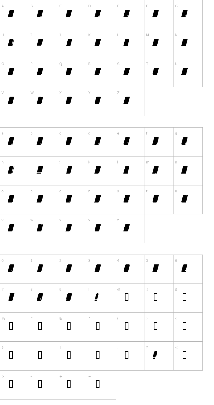 Character Map Oh Mega Sigh Font