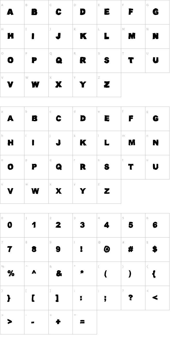 Character Map Oil Makes You Run (Faster) Font