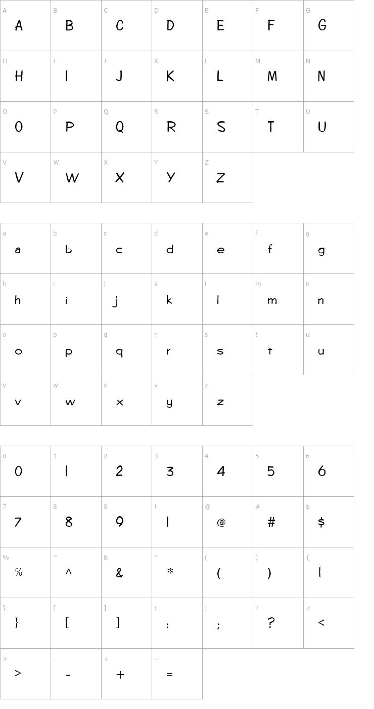Character Map Oingee-Light Font