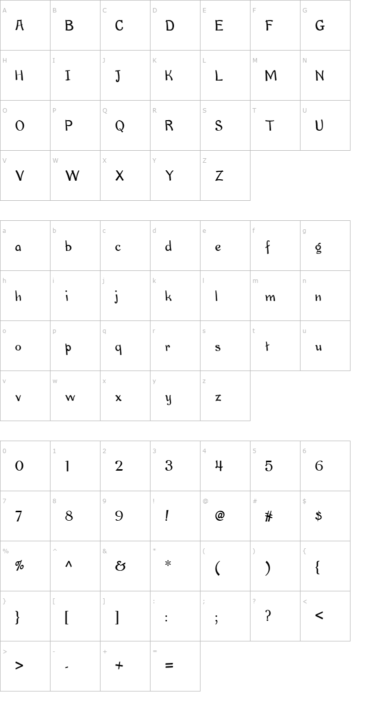 Character Map Okey Dokey NF Font