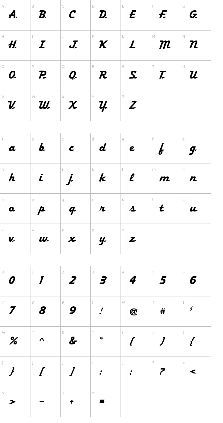 Character Map Ol'54 Font