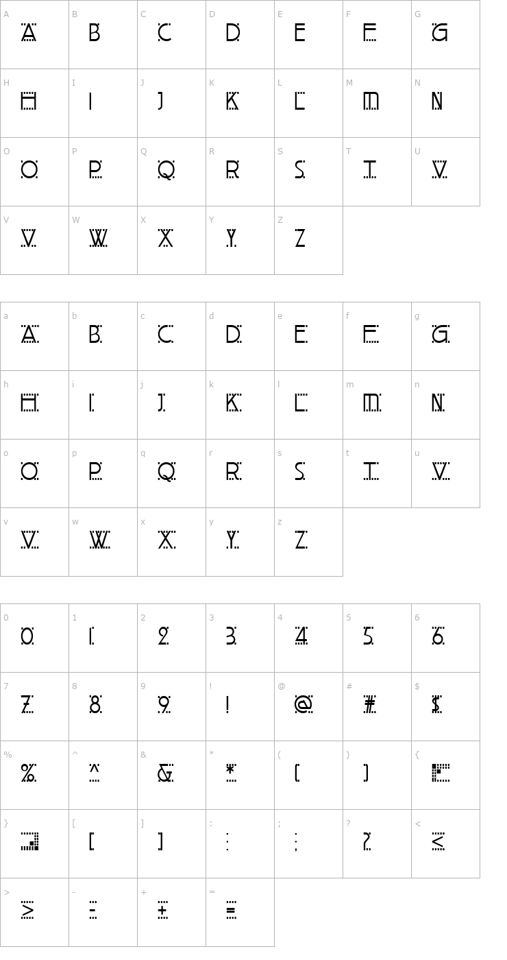 Character Map Olbrich Display NF Font