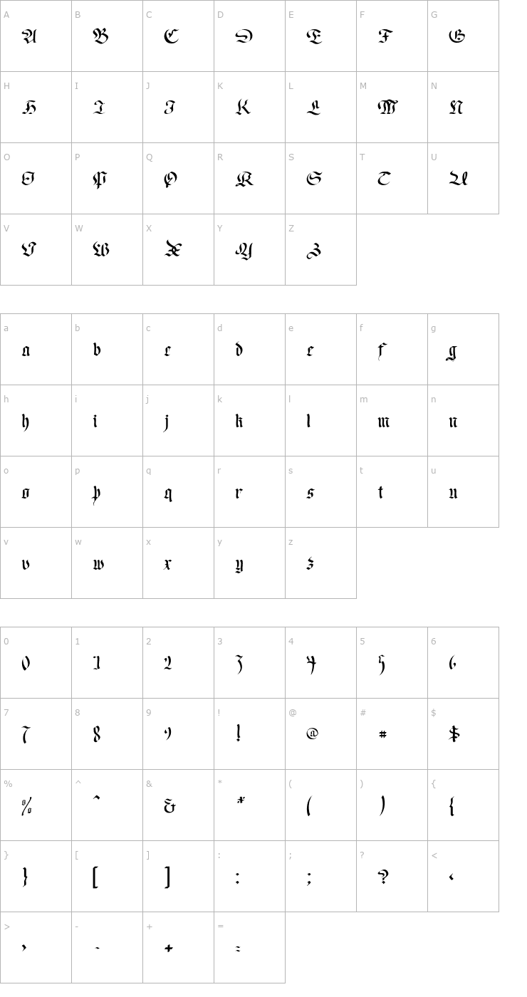 Character Map Old Germen Font