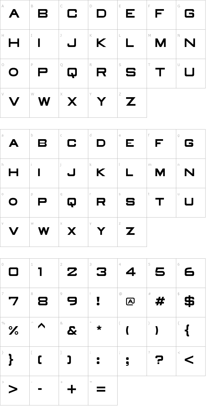 Character Map Old Republic Font
