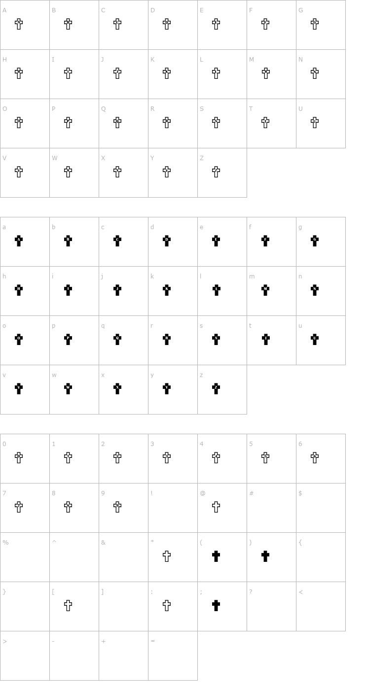 Character Map Old Rugged Cross Font
