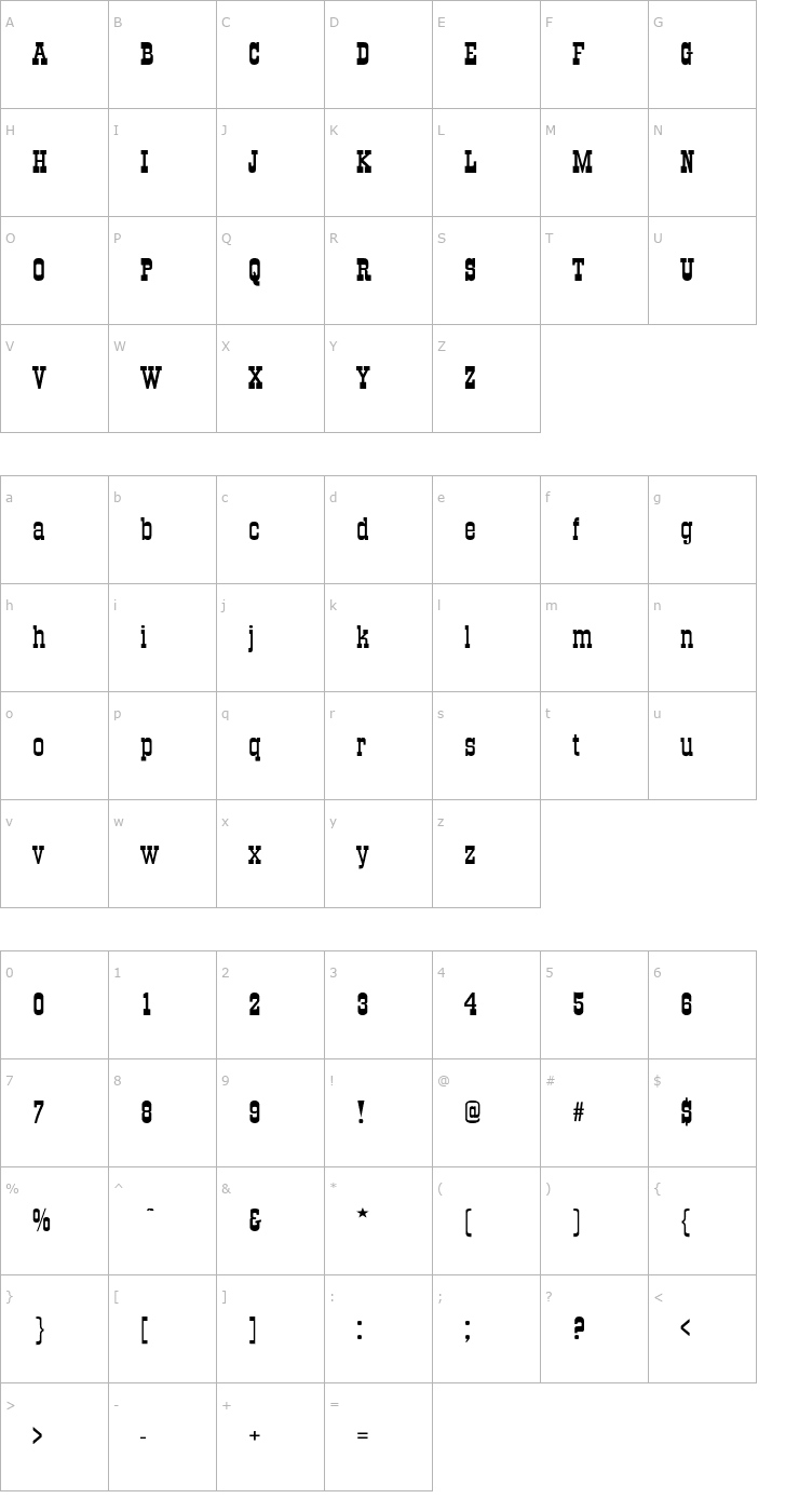 Character Map Old-TownExt-Normal Font