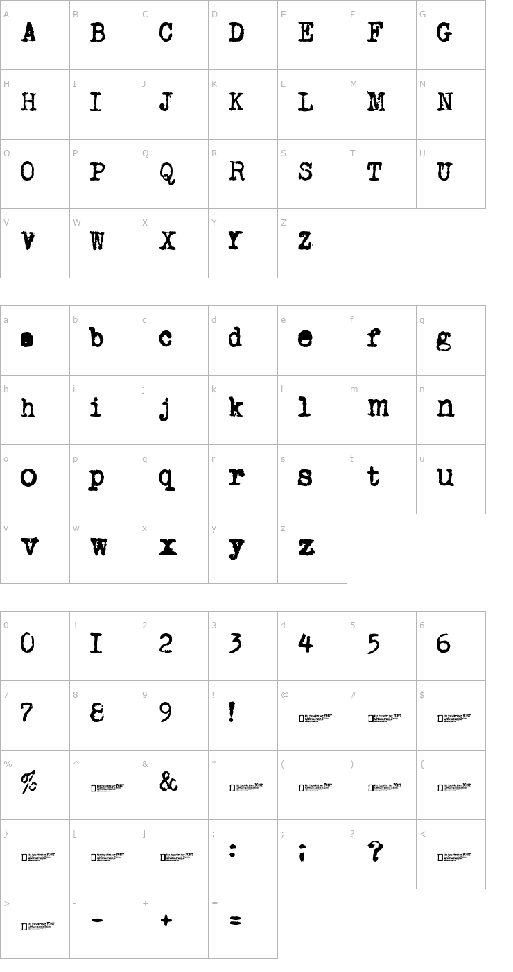 Character Map Old Typewriter Font