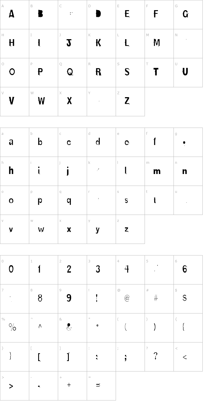 Character Map OldBold-Light Font