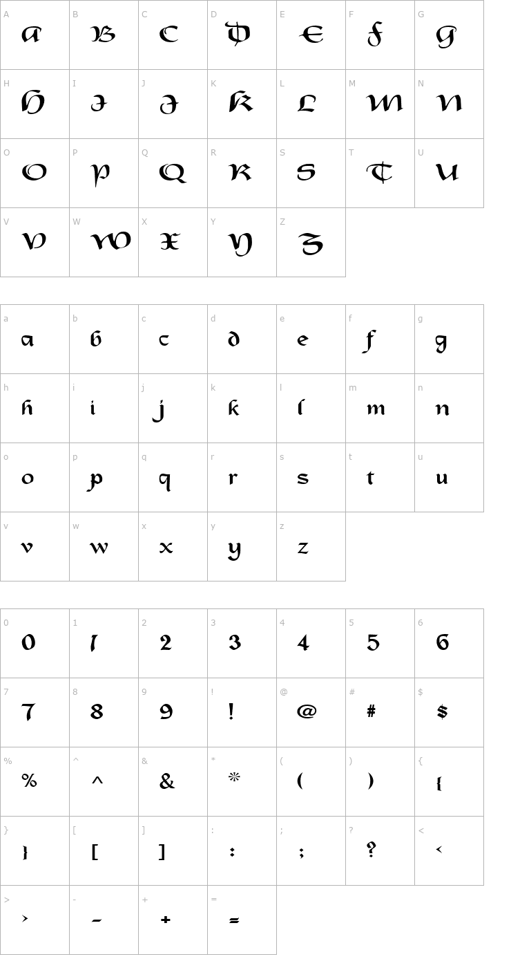 Character Map OldCountryExtended Font