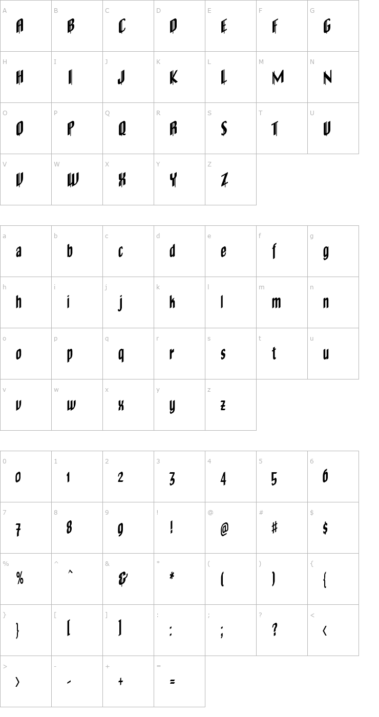 Character Map OldeChicago Font