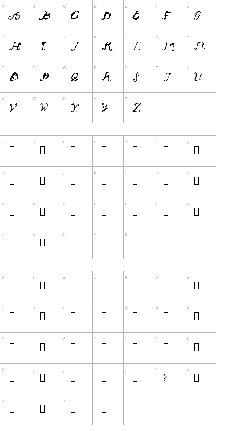 Character Map Oldendays Font