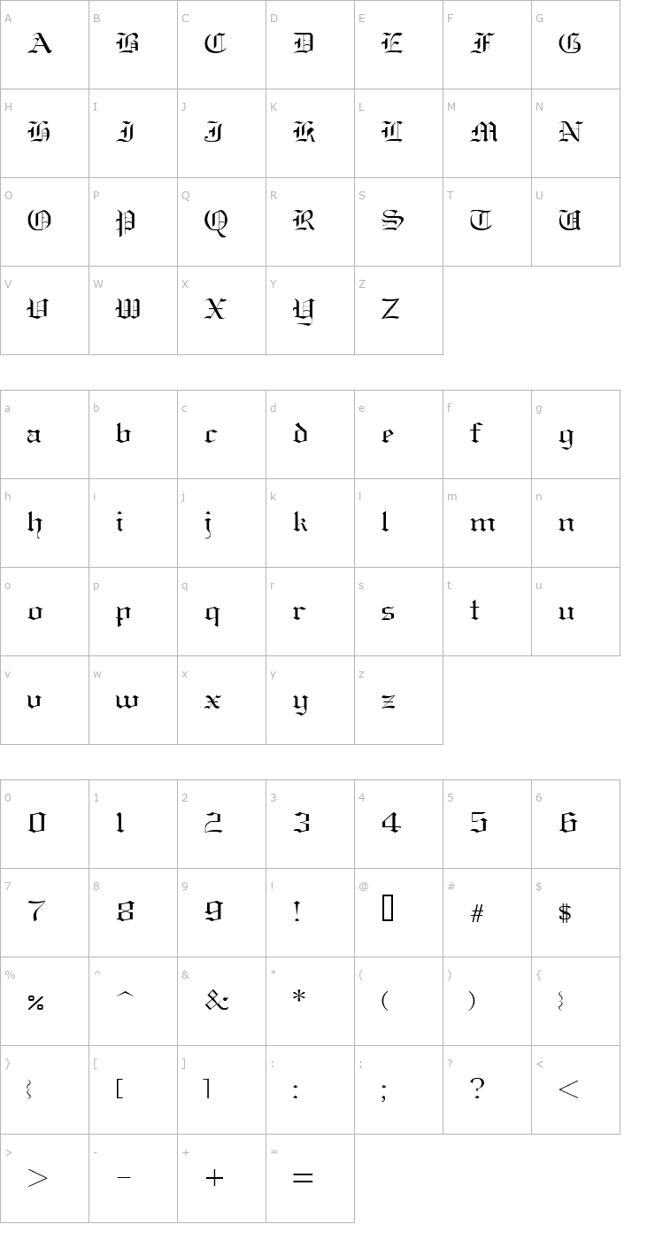 Character Map OldEnglish Font