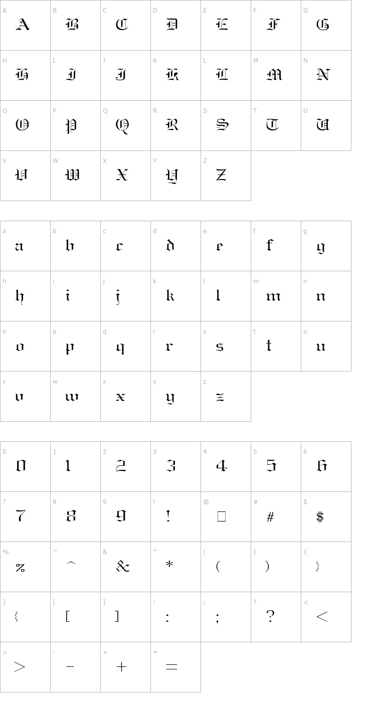 Character Map OldEnglish Normal Font