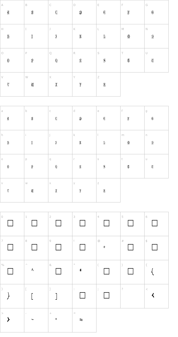 Character Map Older Regular Font