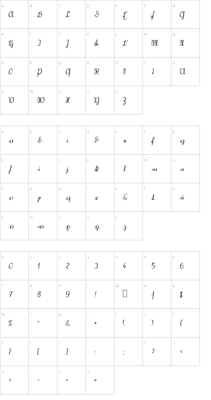 Character Map OldGerm Becker Font