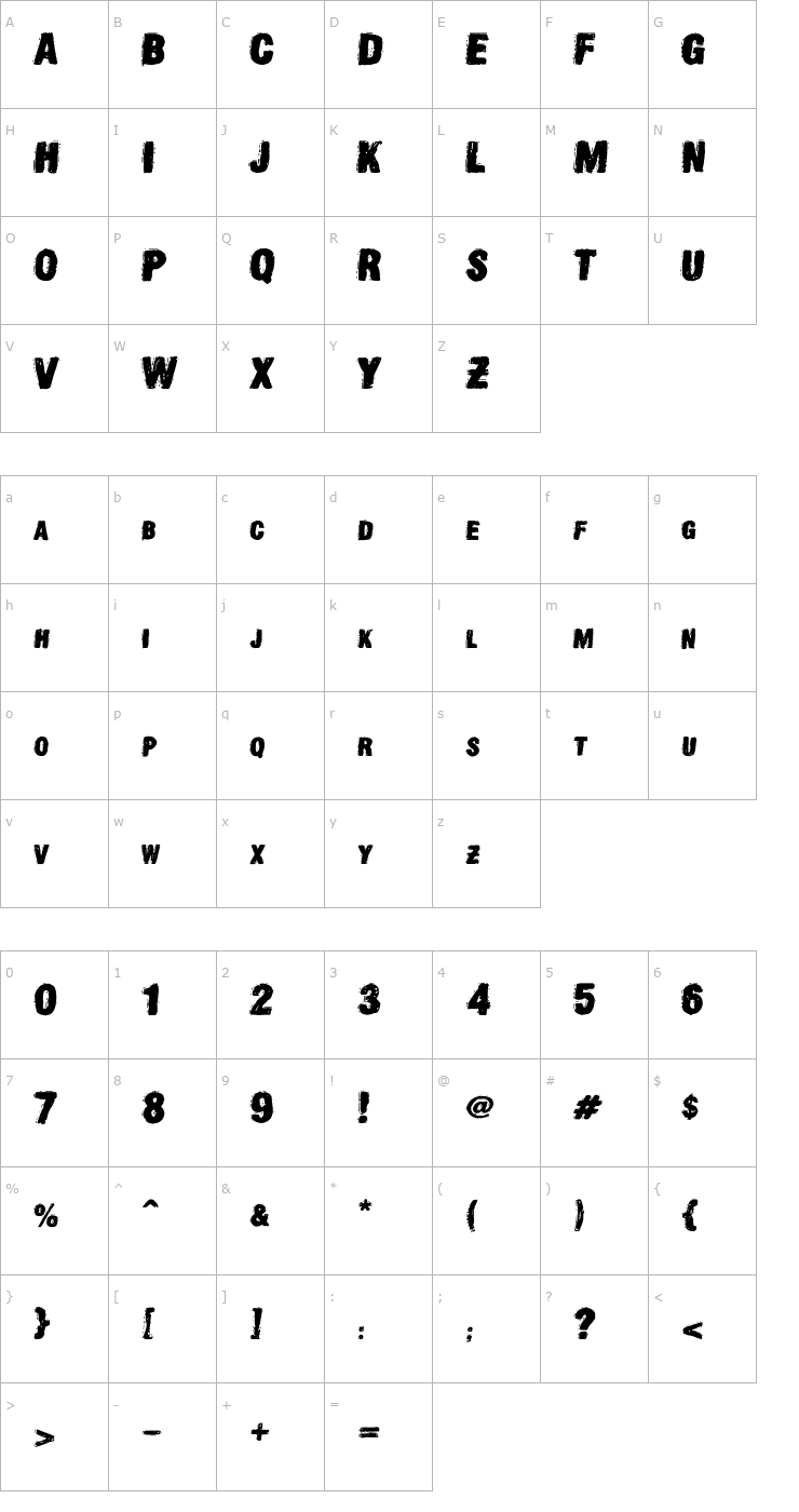 Character Map OldPress DSG Font