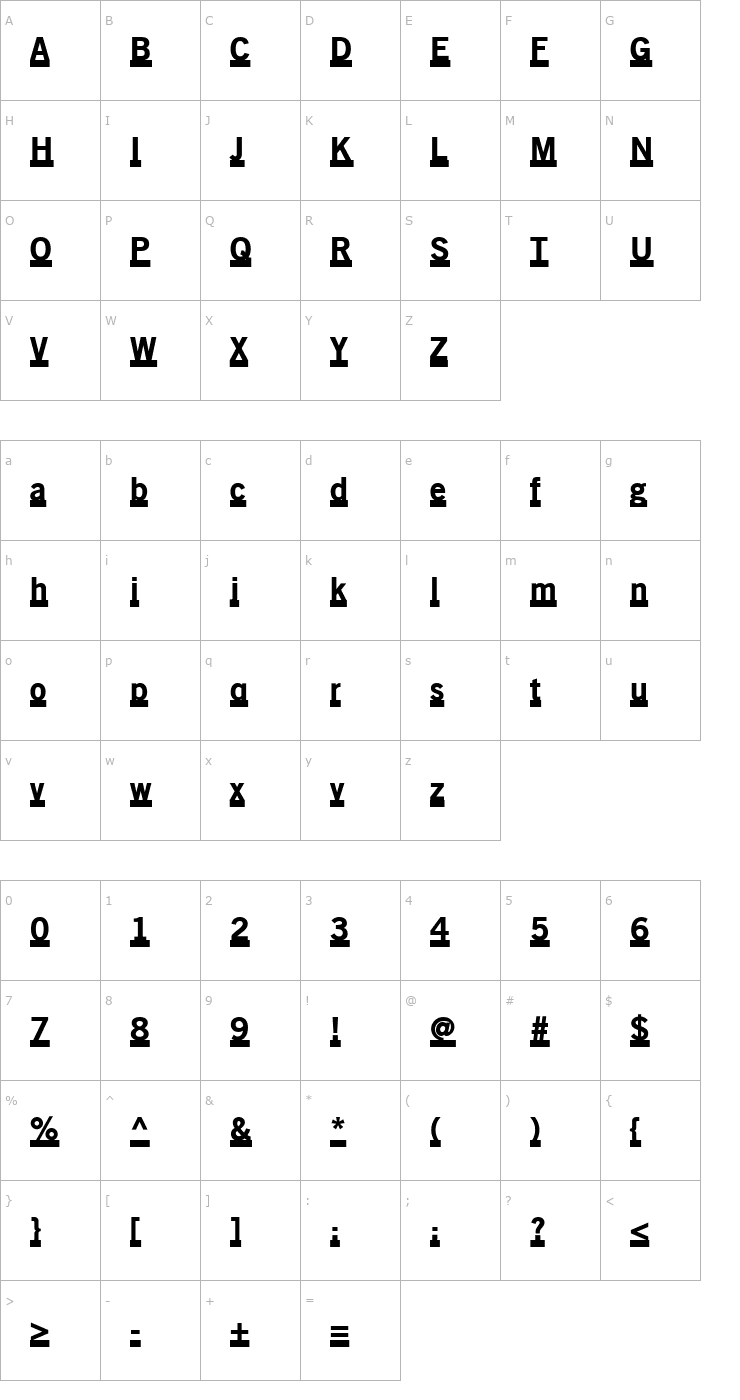 Character Map OldSansBlackUnderline Font