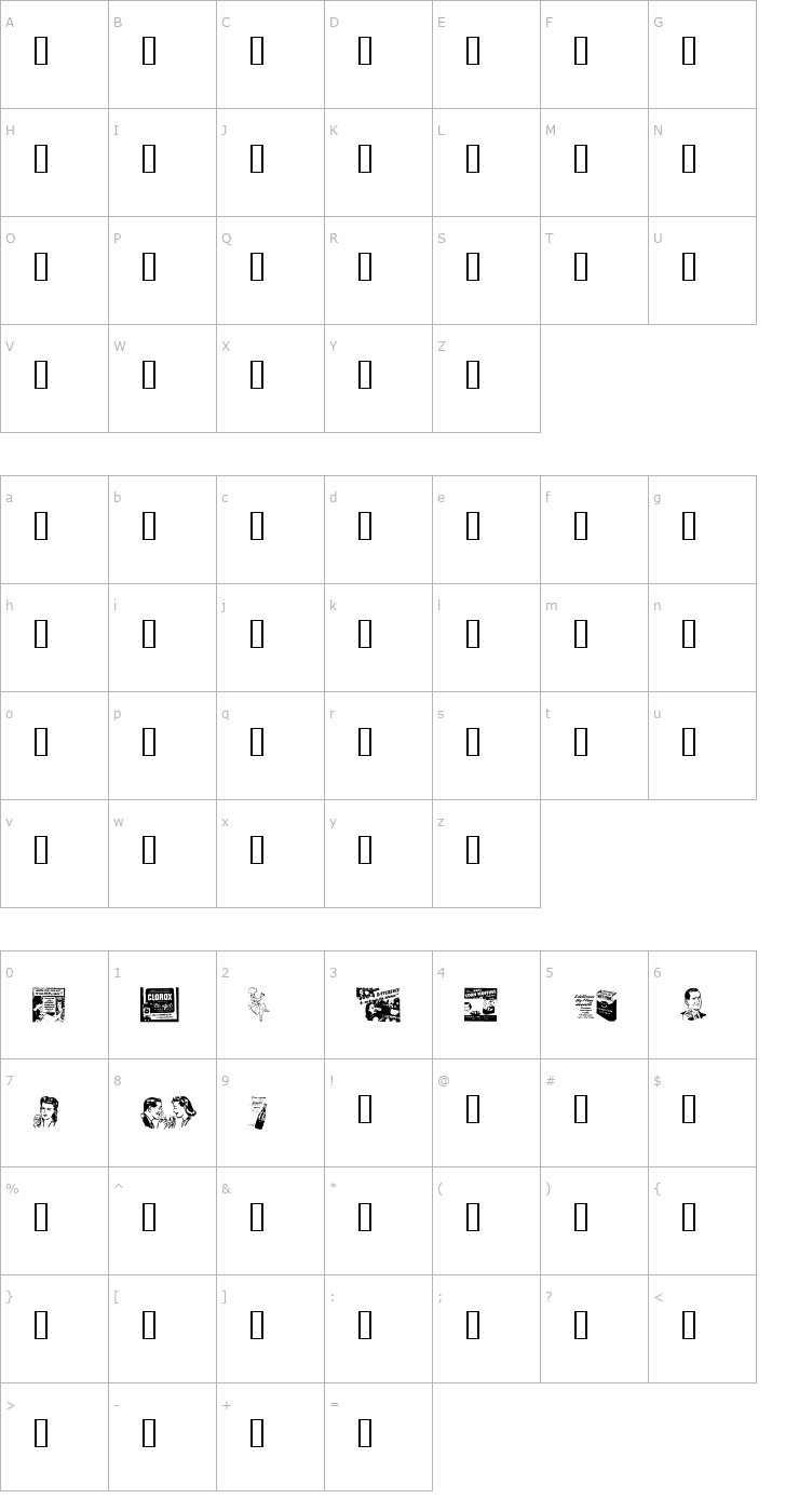 Character Map OldTimeDings Set 1 Font