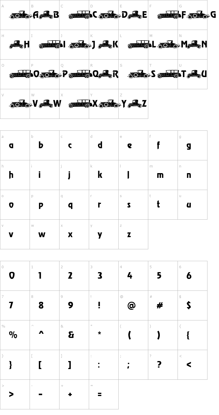 Character Map Oldtimer Becker Font