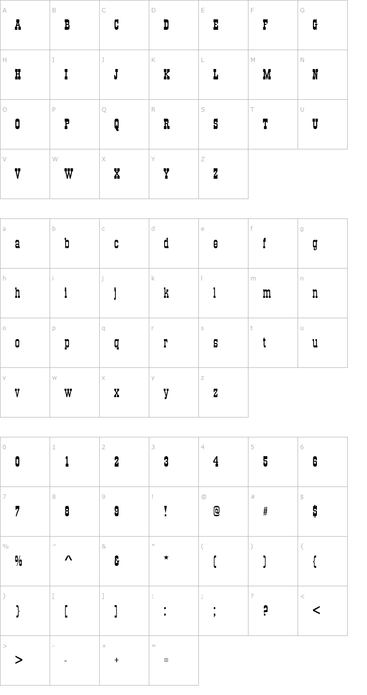 Character Map OldTowneNo536D Font