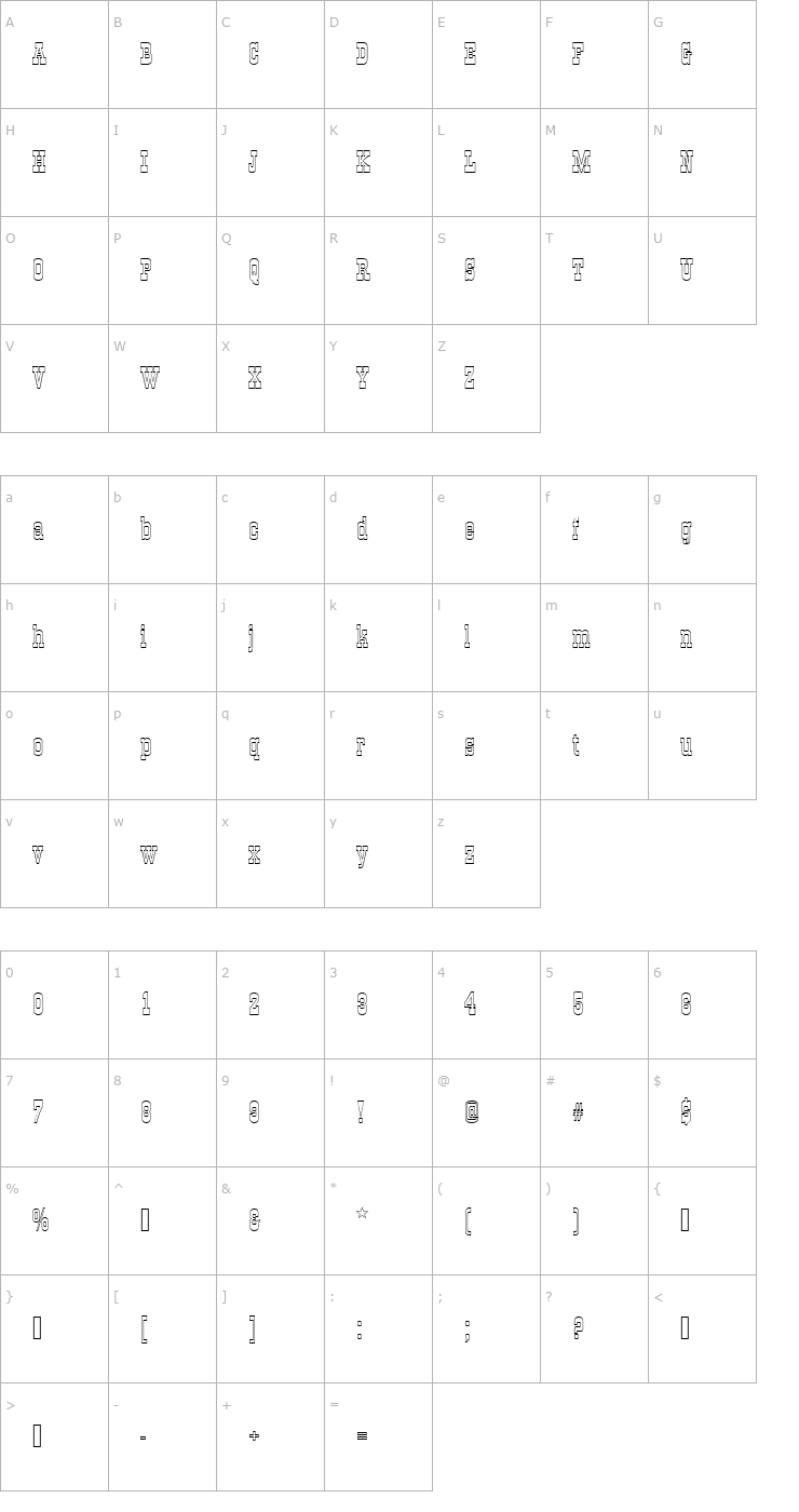 Character Map OldTowneNo536DOu1 Font