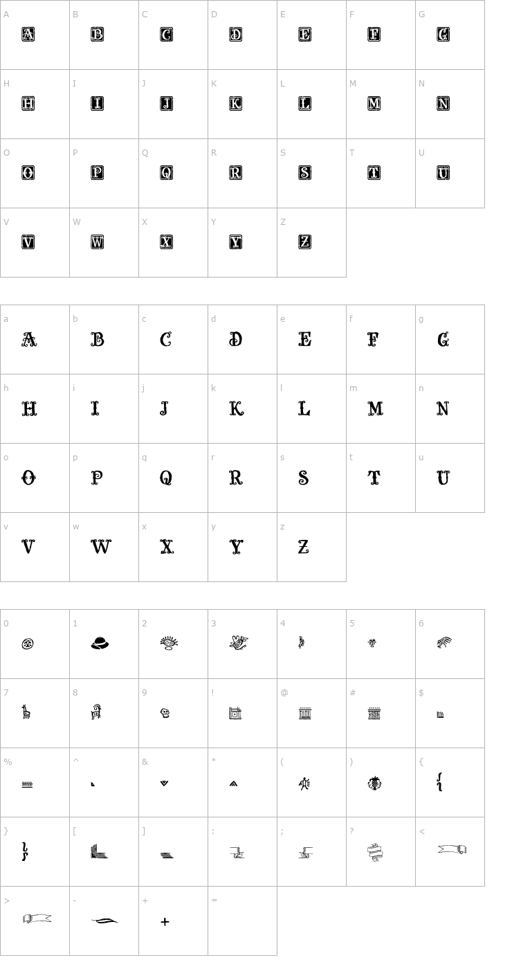 Character Map Olduvai Ornaments Font