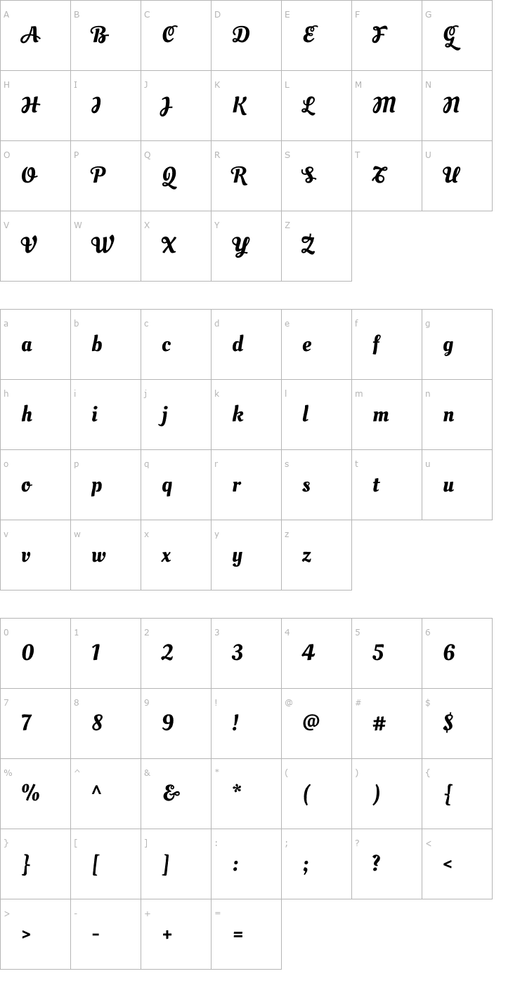 Character Map Oleo Script Swash Caps Font
