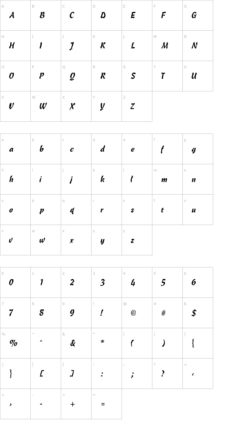 Character Map OleScriptLightSSK Font