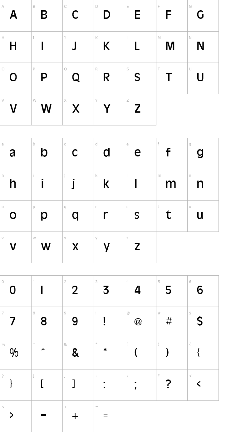 Character Map Olive Antique Regular Font