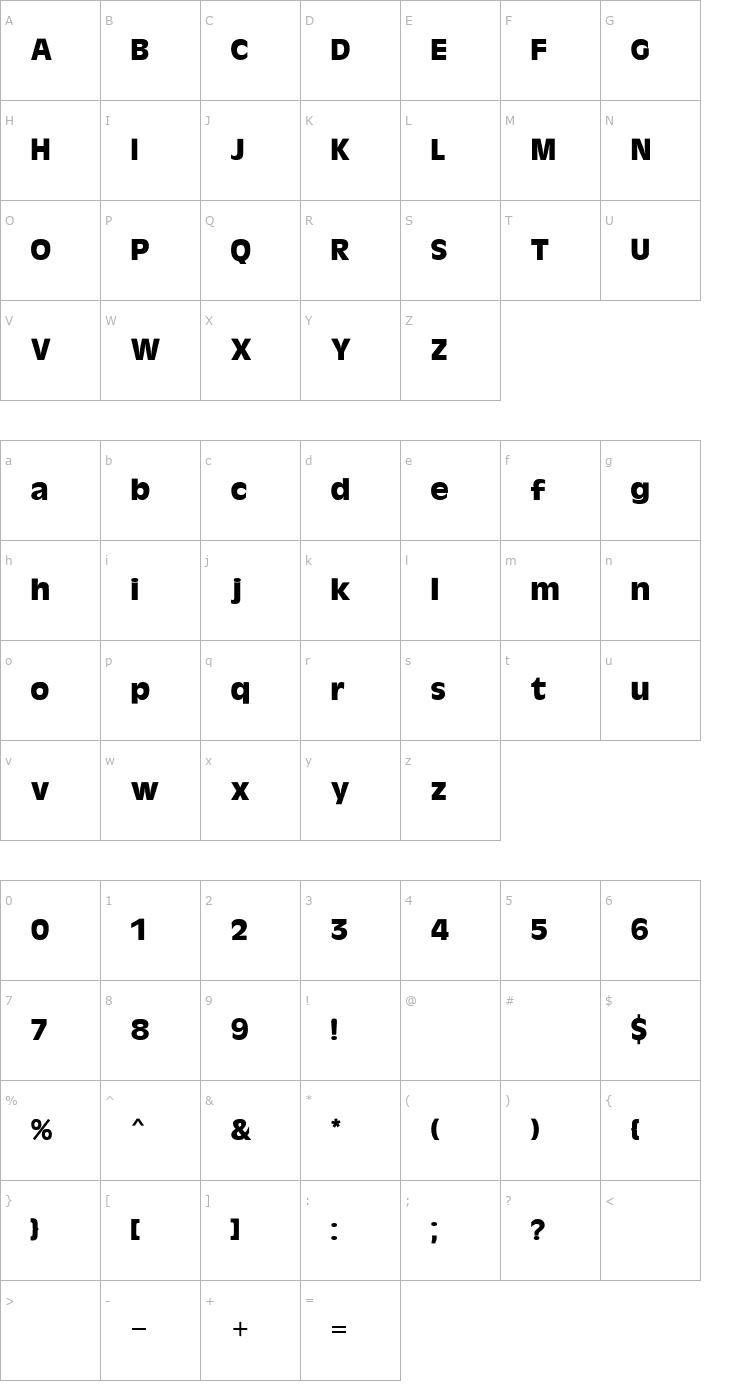 Character Map Olive MN Bold Font